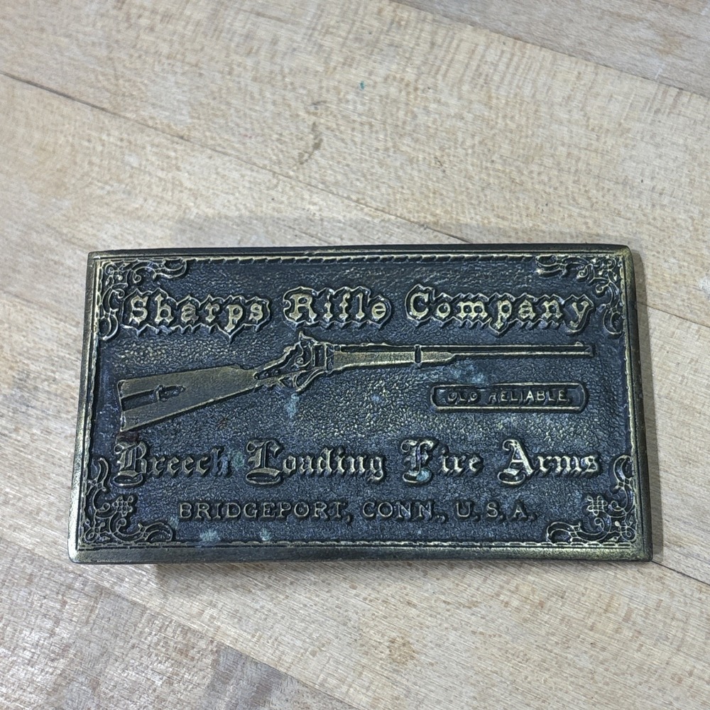 Vintage 1975 Sharps Rifle Co Brass Belt Buckle Tiffany Studios New York